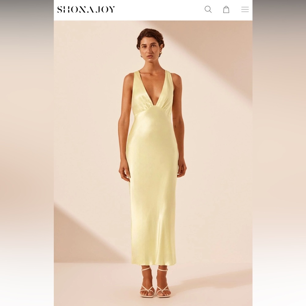 SHONA JOY La Lune Plunged Cross Back Midi Dress - Lemon